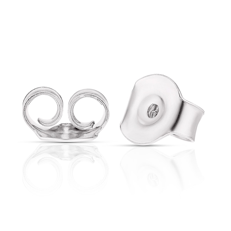 Silver Diamond-Cut Flower Stud Earrings