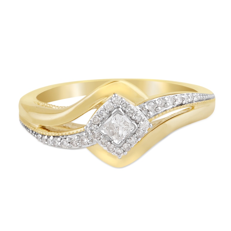 Main Image 2 of 9ct Yellow Gold Wrap Princessa Diamond Cluster Ring