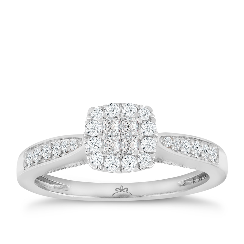 Princessa  9ct White Gold 0.33ct Diamond Cluster Ring