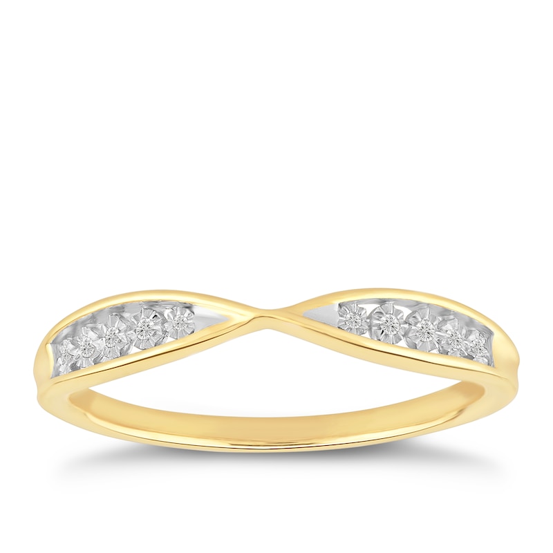 Main Image 1 of 9ct Yellow Gold Diamond Infinity Ring