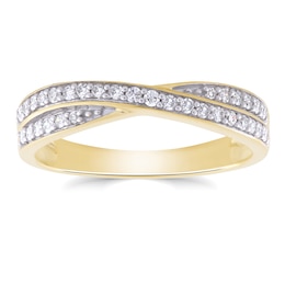 9ct Yellow Gold 0.20ct Diamond Crossover Ring