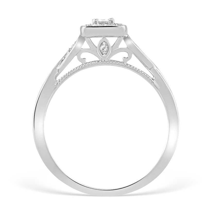 9ct White Gold Princessa Diamond Cluster Crossover Ring
