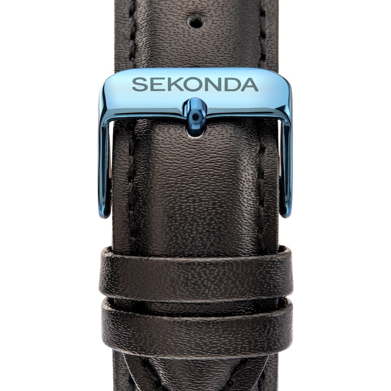 Main Image 6 of Sekonda Men’s Jackson Blue Dial Black Leather Strap Watch