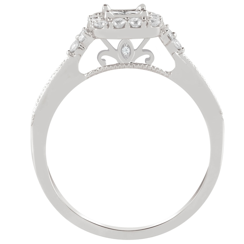 Princessa 9ct White Gold 2/5ct Diamond Square Cluster Ring