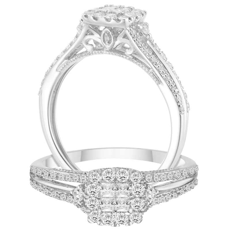 Main Image 1 of 9ct White Gold 2/5ct Diamond Princessa Ring