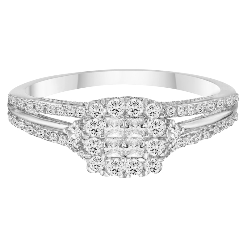 Main Image 3 of 9ct White Gold 2/5ct Diamond Princessa Ring