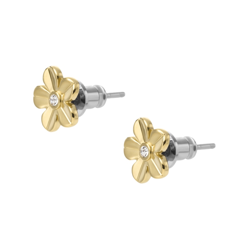 Main Image 2 of Fossil Val Women's Yellow Gold Tone Stud Earrings