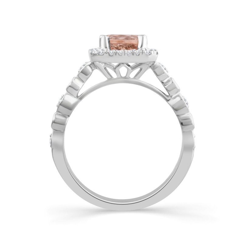 Emmy London 18ct White Gold Morganite & 0.20ct Diamond Ring