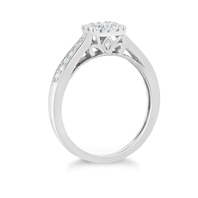 Princessa 18ct White Gold 1/3ct Diamond Cluster Ring
