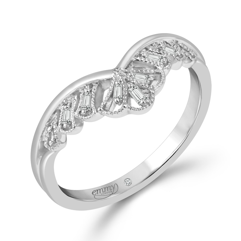 Emmy London Platinum Baguette Diamond Ring | H.Samuel