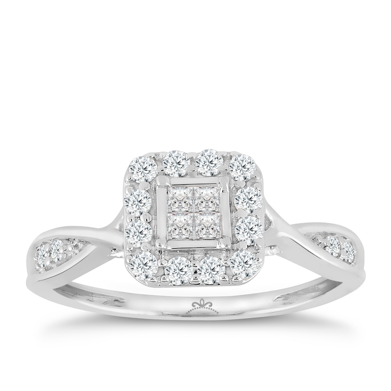 Main Image 1 of 9ct White Gold 2/5ct Diamond Princessa Ring