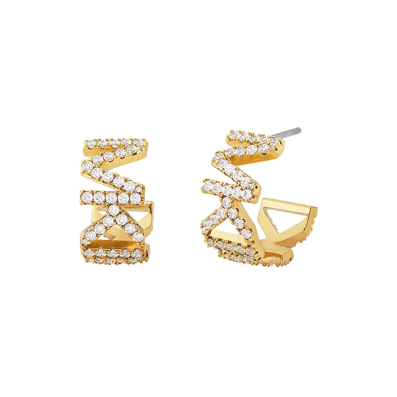 Michael Kors 14ct Gold Plated Logo Huggie Earrings | H.Samuel