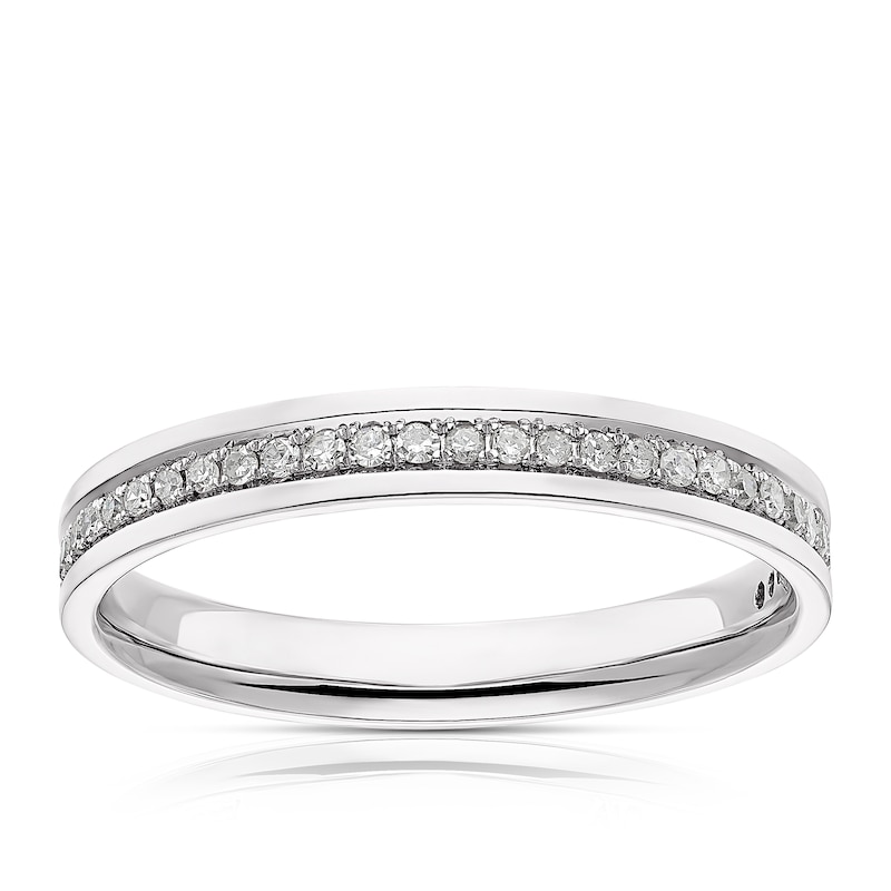 9ct White Gold 0.15ct Diamond Channel Set Wedding Ring