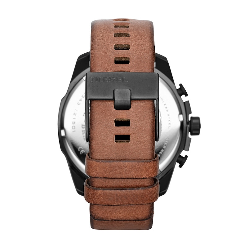 Diesel Mega Chief Men's Brown Leather Strap Watch