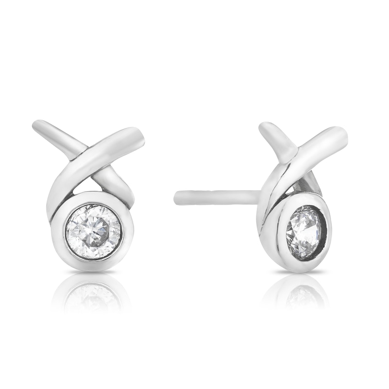 Main Image 1 of Sterling Silver & Cubic Zirconia Kiss Stud Earrings