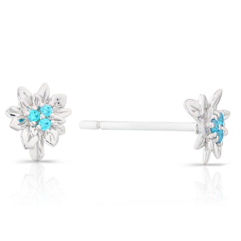 Sterling Silver CZ Holly December Birth Month Stud Earrings