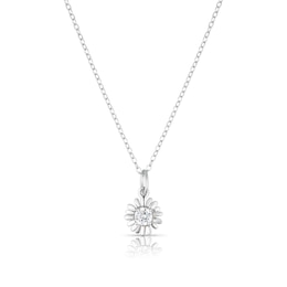 Sterling Silver CZ Daisy April Birth Flower Necklace