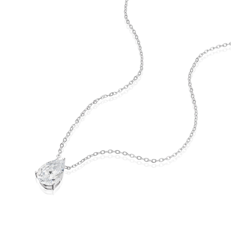 Sterling Silver Pear Shaped Cubic Zirconia Necklace