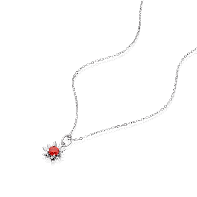 Main Image 2 of Sterling Silver CZ Waterlily July Birth Flower Necklace