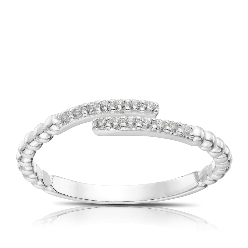 Sterling Silver & Cubic Zirconia Wrap Ring Size P