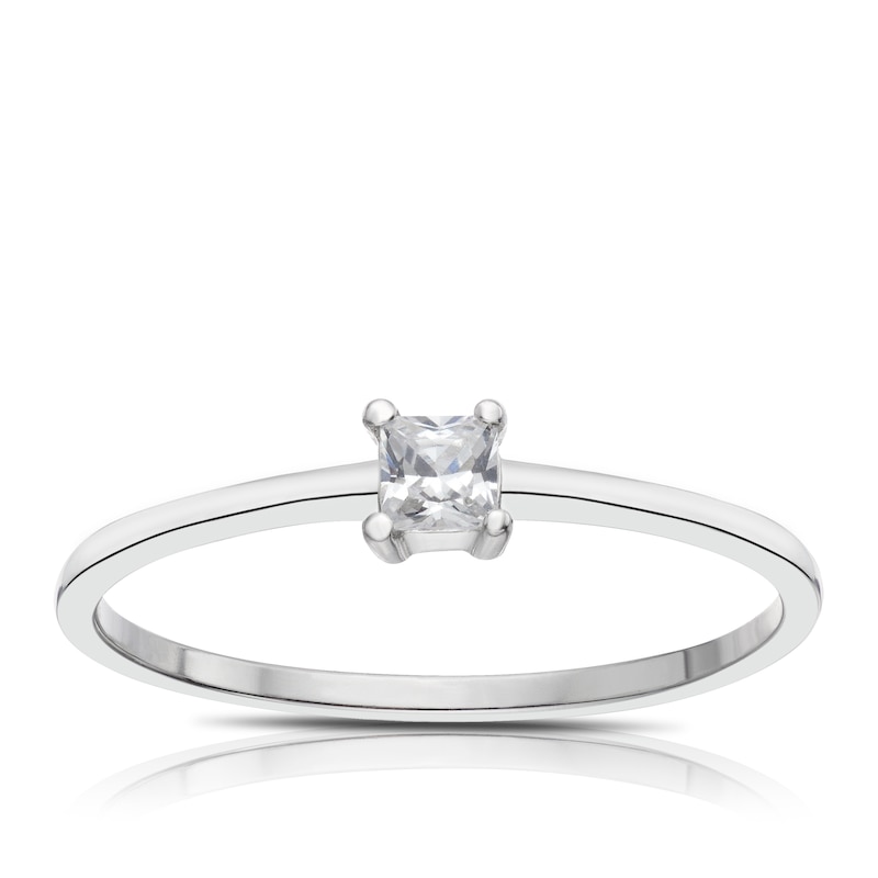 Main Image 1 of Sterling Silver & Cubic Zirconia Princess Cut Ring Size N