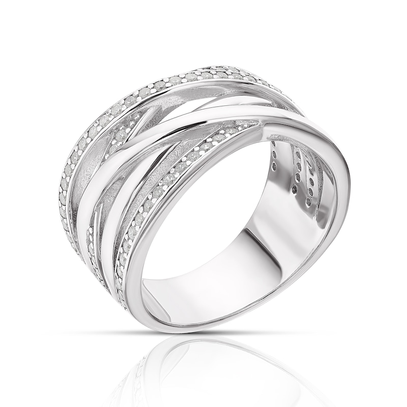 Sterling Silver & Cubic Zirconia Crossover Ring Size P
