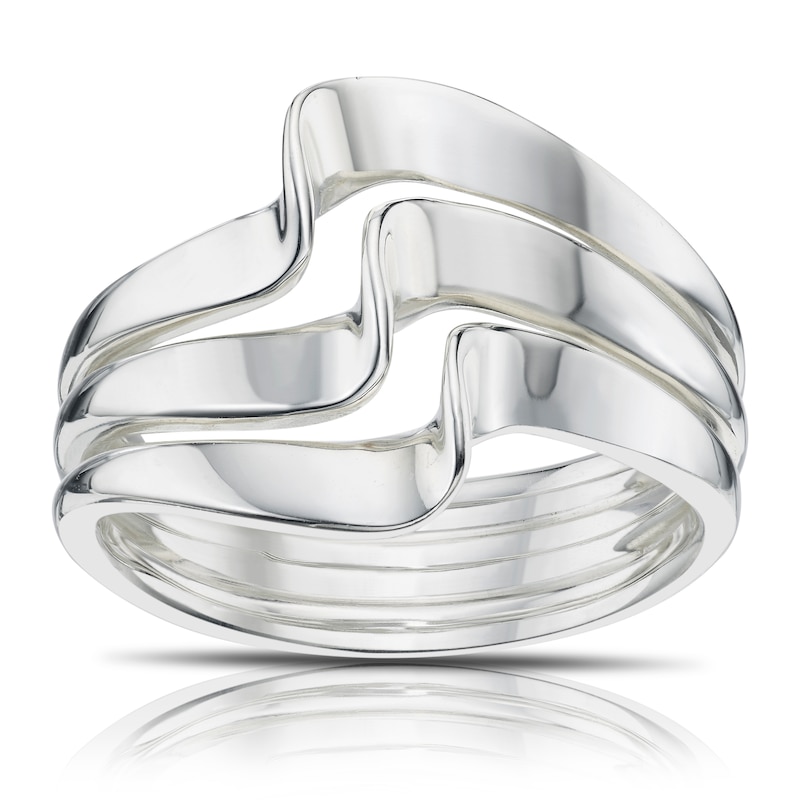 Sterling Silver Triple Wave Ring Size N