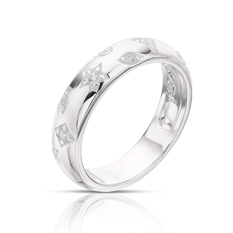 Sterling Silver & Cubic Zirconia Scatter Ring Size N