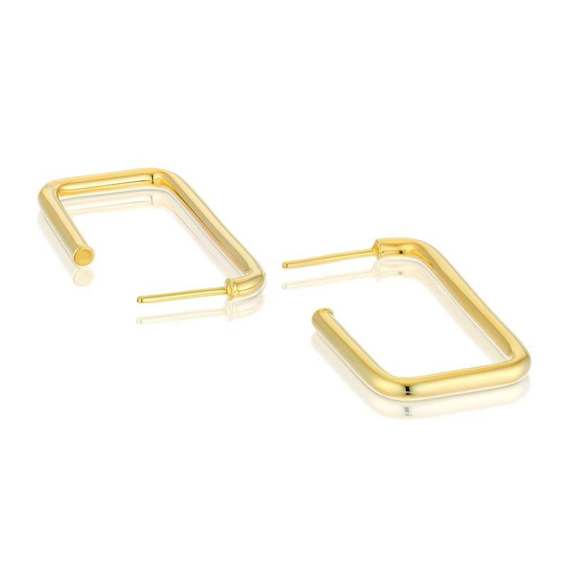 9ct Yellow Gold Rectangle Hoop Earrings