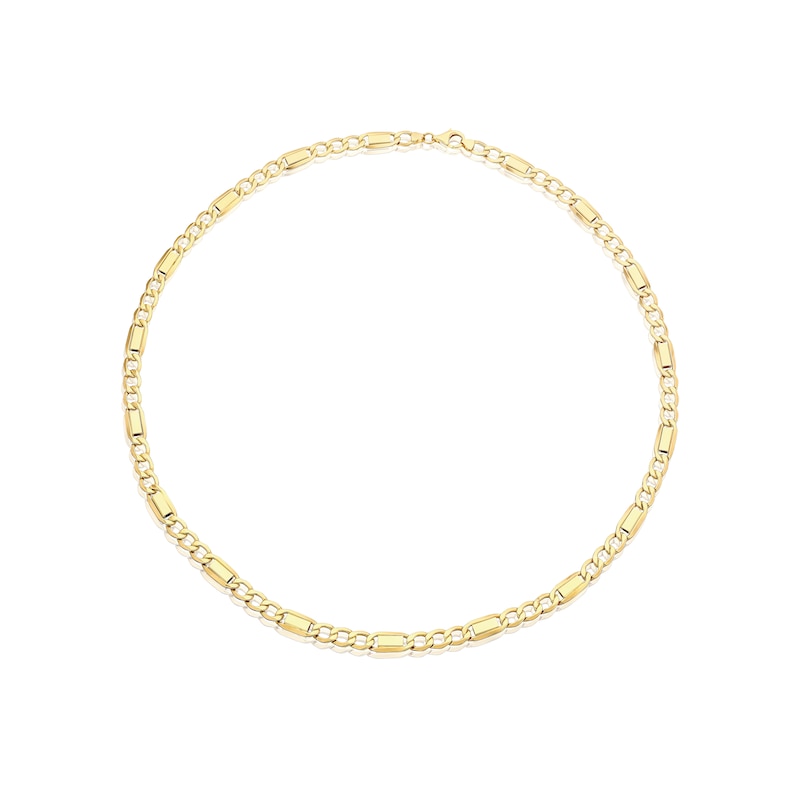 9ct Yellow Gold 22 Inch Link Station Curb Chain