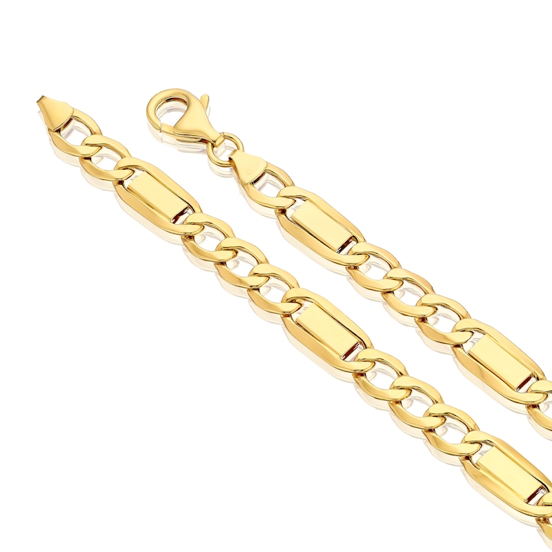 9ct Yellow Gold 22 Inch Link Station Curb Chain