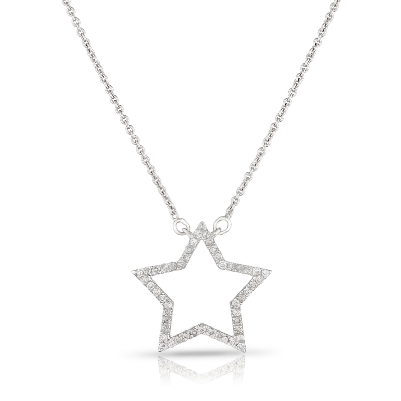 Main Image 1 of Sterling Silver 0.15ct Diamond Pavé Star Pendant