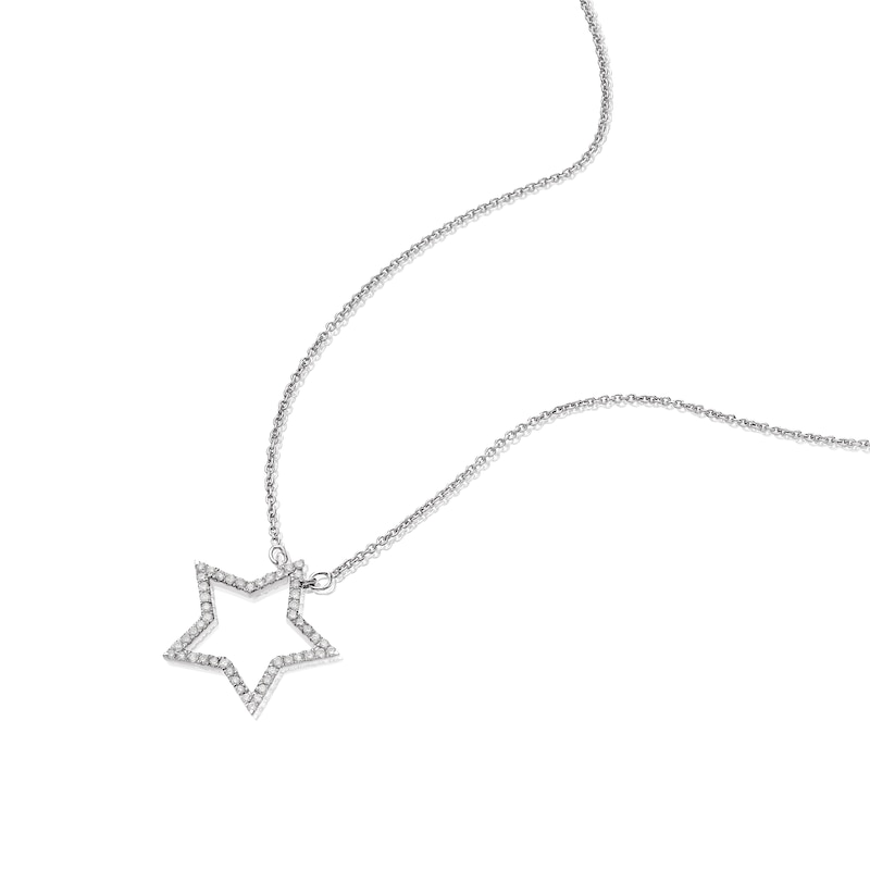 Main Image 2 of Sterling Silver 0.15ct Diamond Pavé Star Pendant