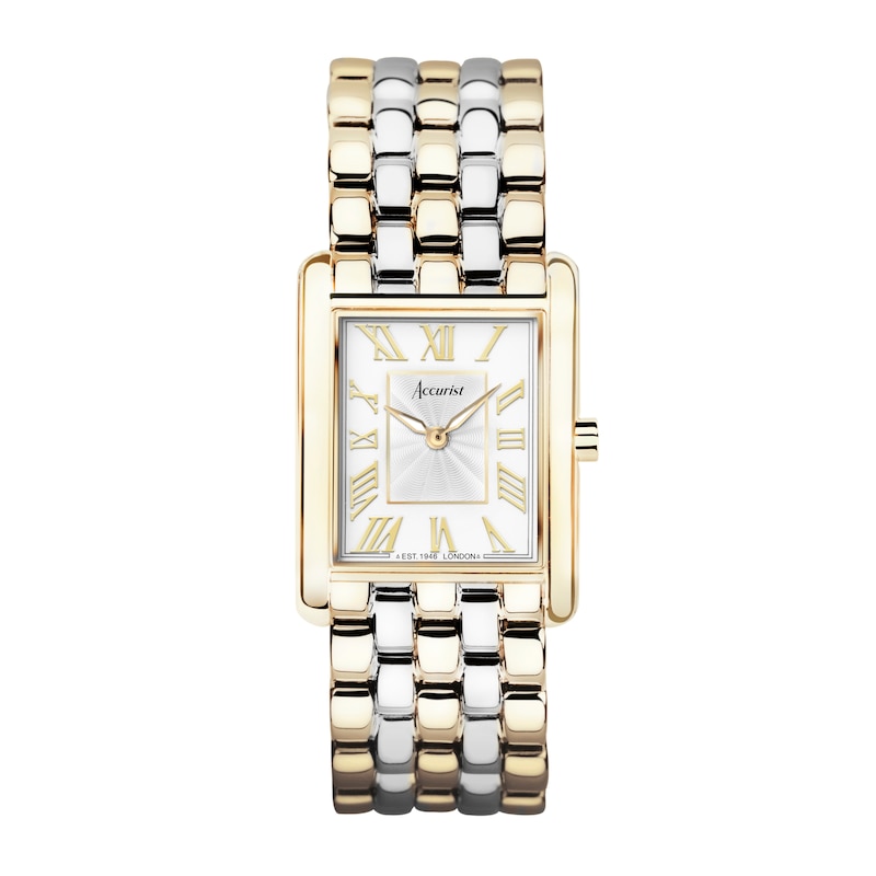 Accurist Ladies' Rectangle 26mm Dial Two Tone Stainless Steel Watch