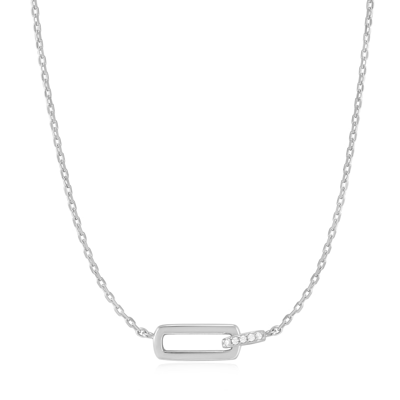 Ania Haie Glam Rock Sterling Silver CZ Interlock Necklace