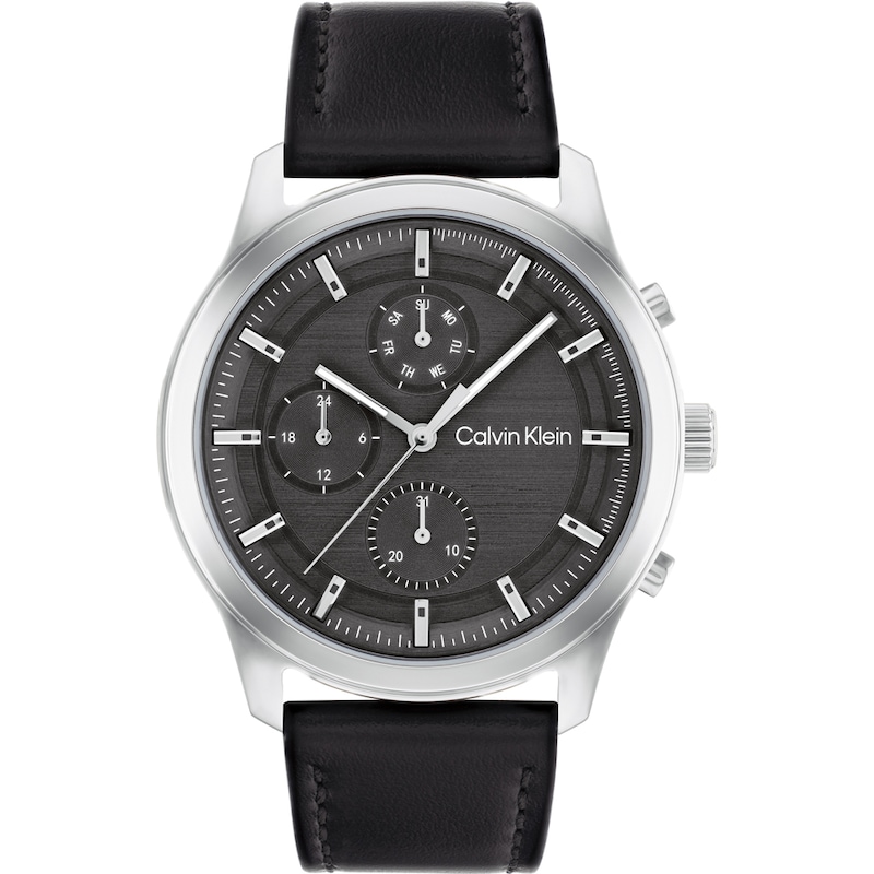 Calvin Klein Men's Black Leather Strap Watch | H.Samuel