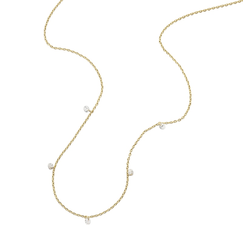 Fossil Sadie Shine Bright 14ct Gold Plated Drop Necklace