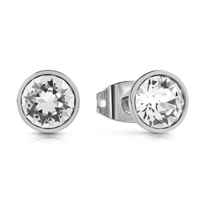 Main Image 1 of GUESS Party Rhodium Plated Crystal Stud Earrings