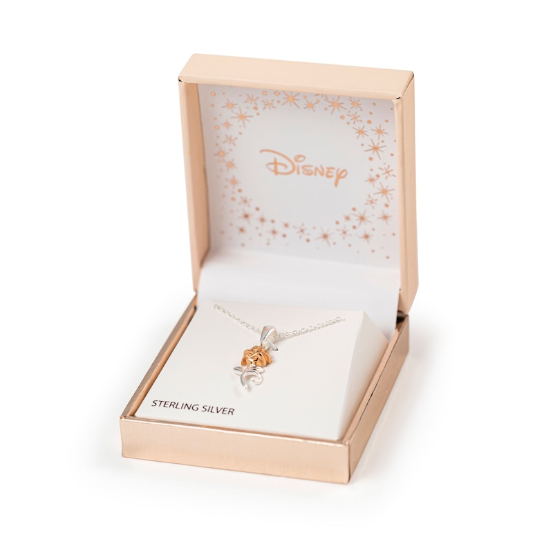 Disney Beauty & The Beast Rose Gold Plated Silver Rose Pendant