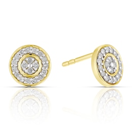 Sterling Silver & 18ct Gold Plated Vermeil 0.20ct Diamond Circle Earrings