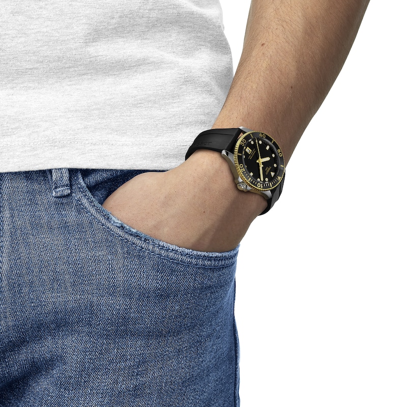 Tissot Seastar Quartz 1000 Black Rubber Strap Watch