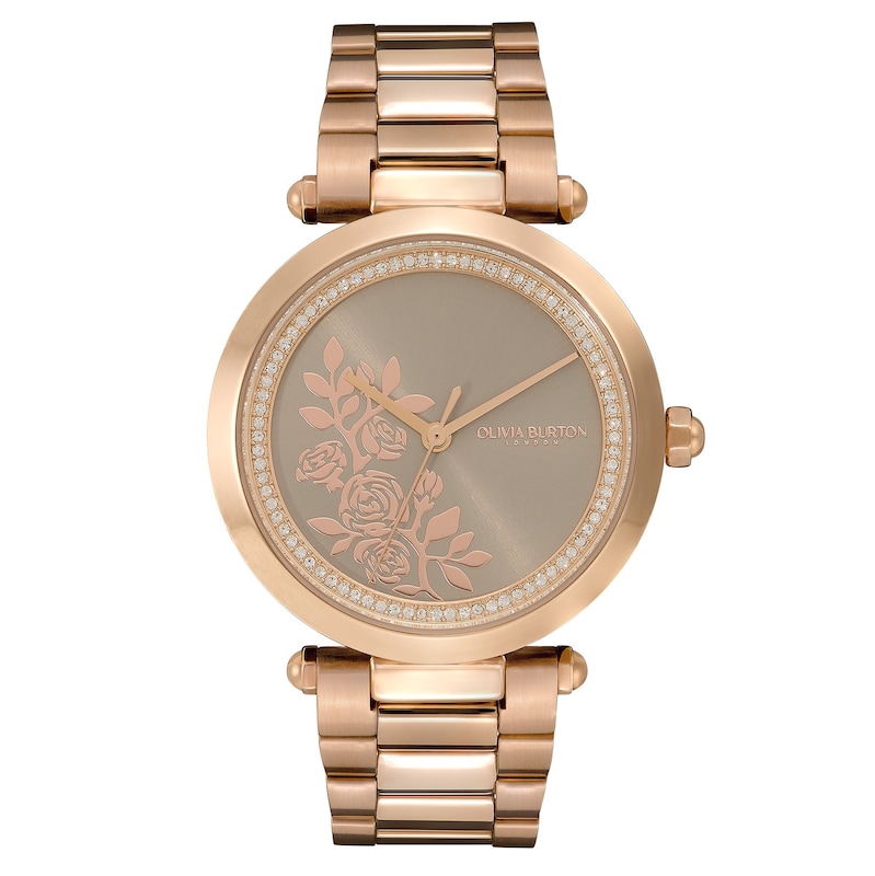 Main Image 1 of Olivia Burton Ladies' T-Bar Florals Rose Gold Tone Watch