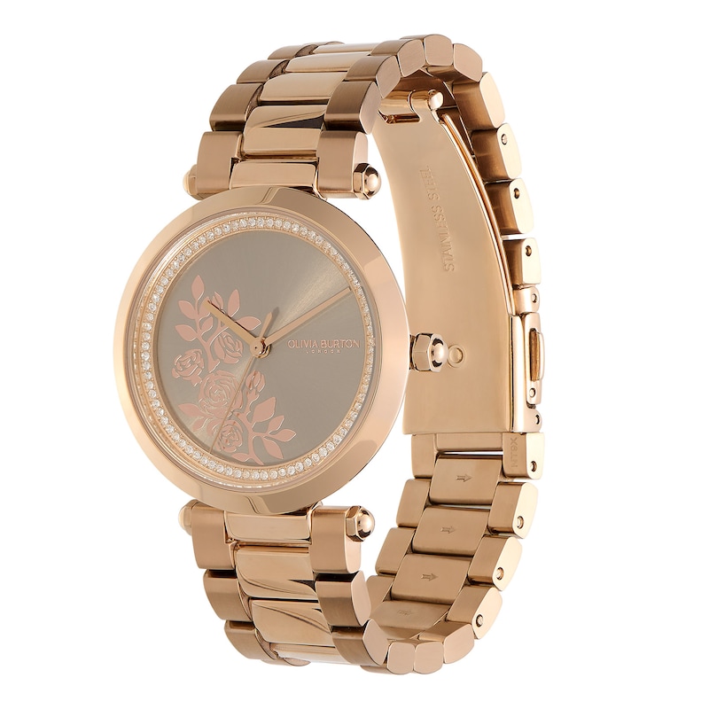 Main Image 2 of Olivia Burton Ladies' T-Bar Florals Rose Gold Tone Watch