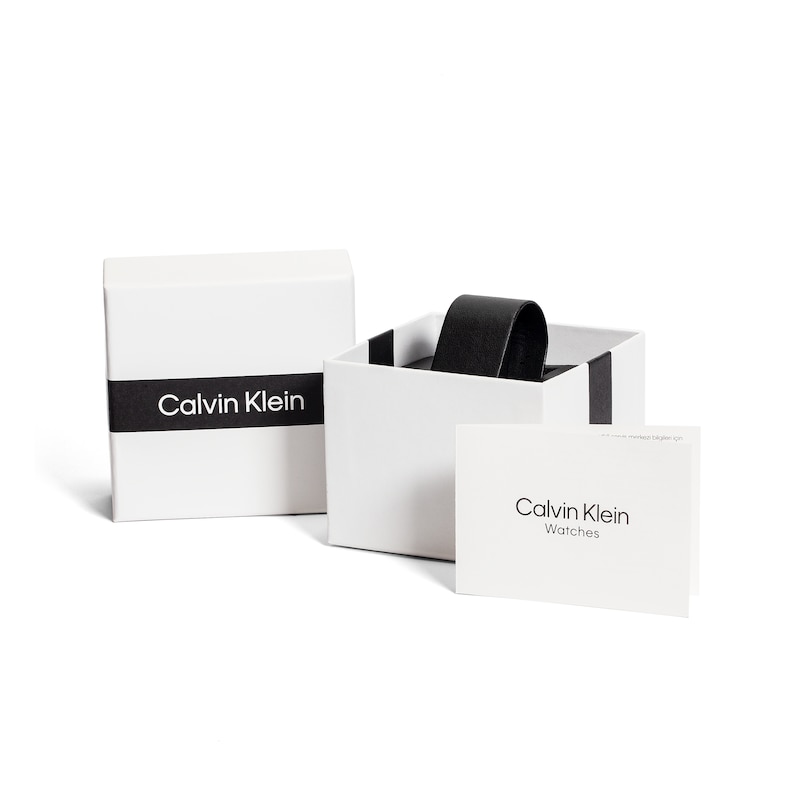 Calvin Klein Ladies' Silver Dial White Leather Strap Watch