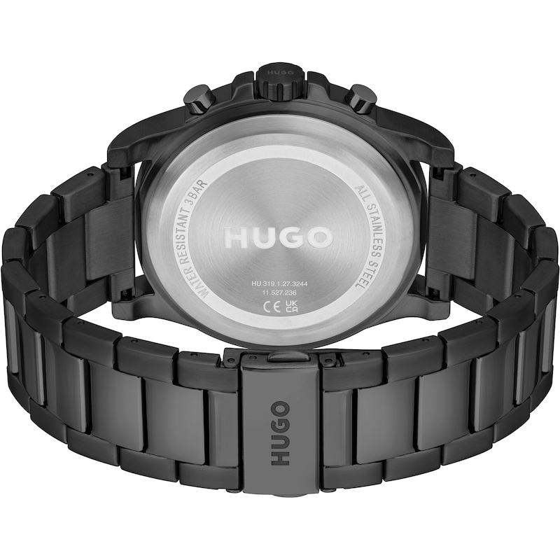 HUGO #IMPRESS Men's Black IP Bracelet Watch