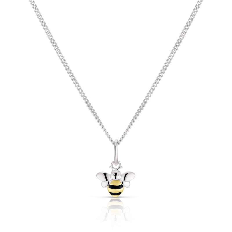 Main Image 1 of Children's Sterling Silver Yellow Enamel Bee Pendant