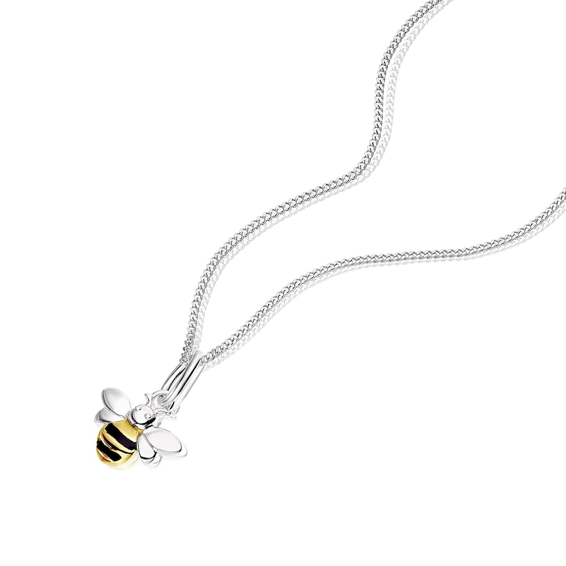 Main Image 2 of Children's Sterling Silver Yellow Enamel Bee Pendant