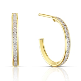 9ct Yellow Gold Cubic Zirconia Half Hoop Earrings