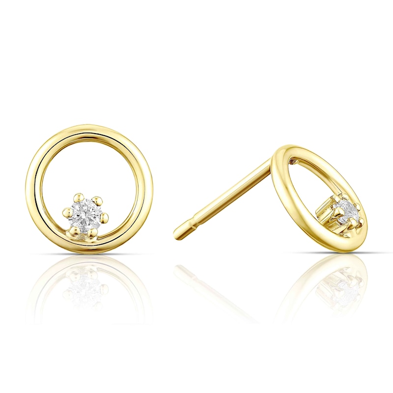 Main Image 1 of 9ct Yellow Gold Cubic Zirconia Open Circle Stud Earrings