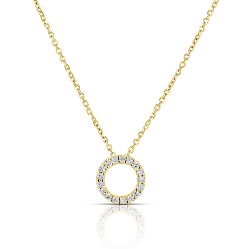 Main Image 1 of 9ct Yellow Gold Cubic Zirconia Circle Halo Pendant